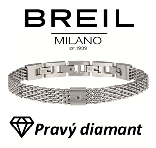 BREIL (ITALY) -luxusný pánsky náramok osadený pravým čiernym diamantom max 21 cm